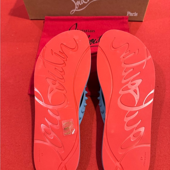 Christian Louboutin Grey Studded Flip Flops - Picture 2 of 6